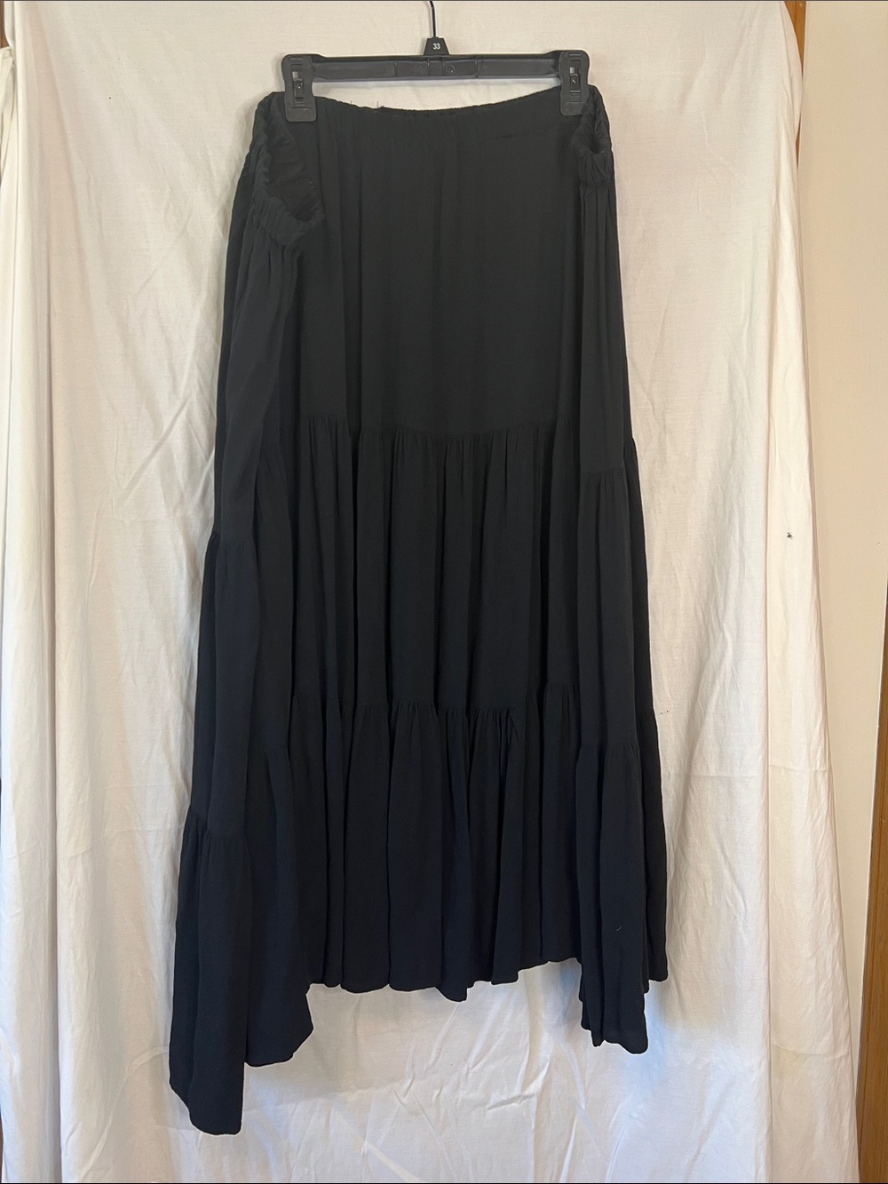 Double D Ranch Women's Black Tiered Maxi Skirt Women's Flowing Boho Skirt size M